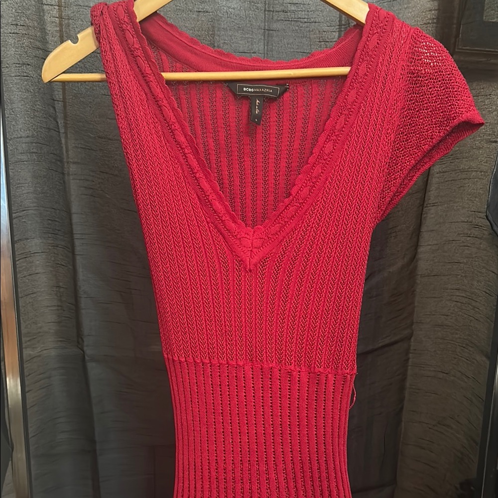 BCBGMaxAzria Red Knit Maxi Dress